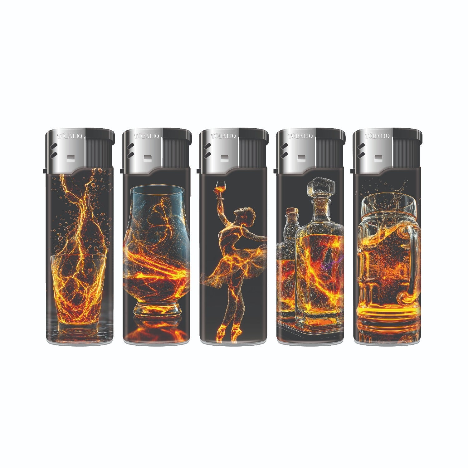 TOBALIQ Feuerzeug GOLD GLASS Motive