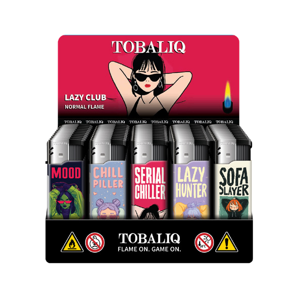TOBALIQ Feuerzeug LAZY CLUB Display