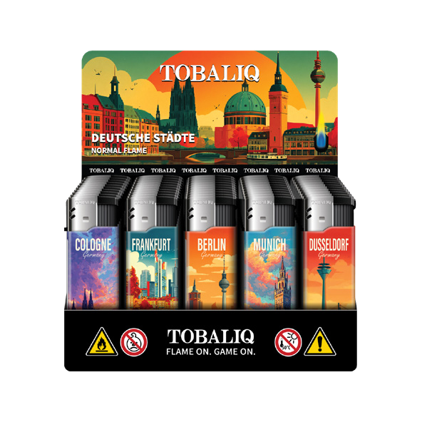 TOBALIQ Feuerzeug DEUTSCHE STÄDTE Display