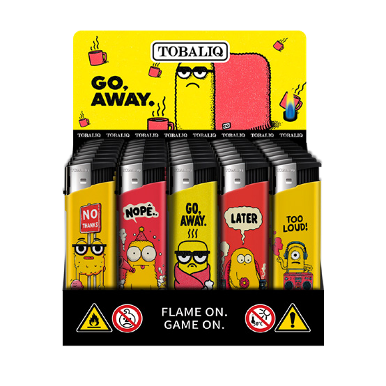 TOBALIQ Feuerzeug GO AWAY Display