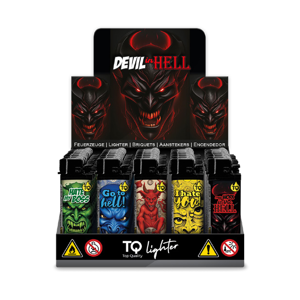 TOBALIQ Feuerzeug DEVIL IN HELL Display