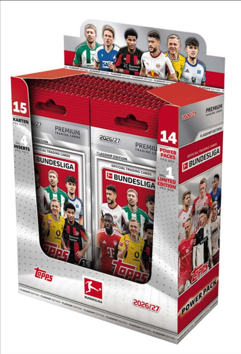 Topps Bundesliga Trading Cards 2026/27 Debut Edition – Power Pack Display (14 Packs)