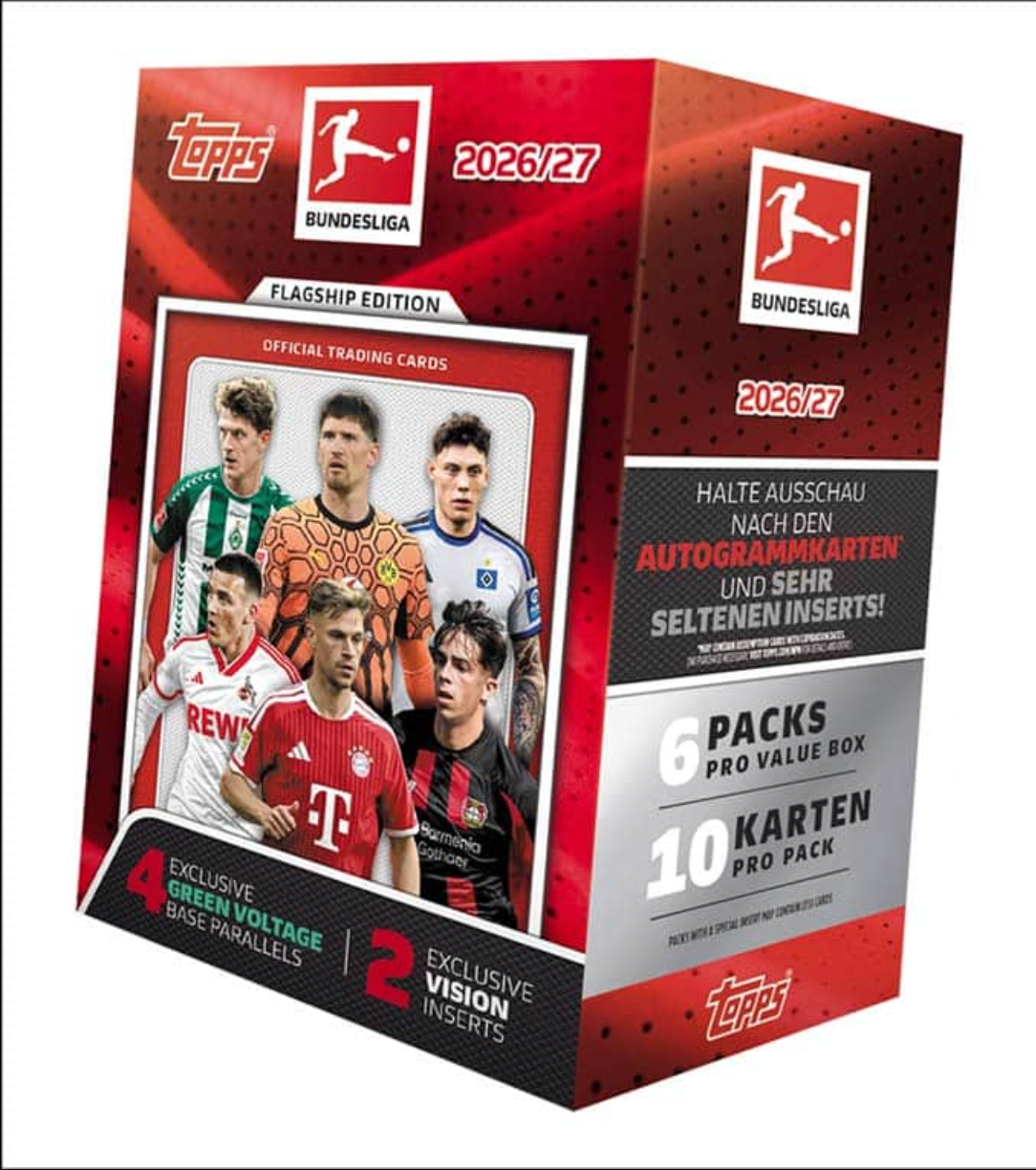 Topps Bundesliga Trading Cards 2026/27 Debut Edition – Value Box (6 Booster)