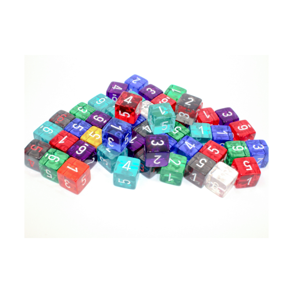 Chessex Bag of 50 Assorted Loose Translucent Polyhedral D6 Dice