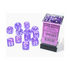 Chessex Borealis Purple/White Luminary 16mm D6 Dice Block (12 Würfel)