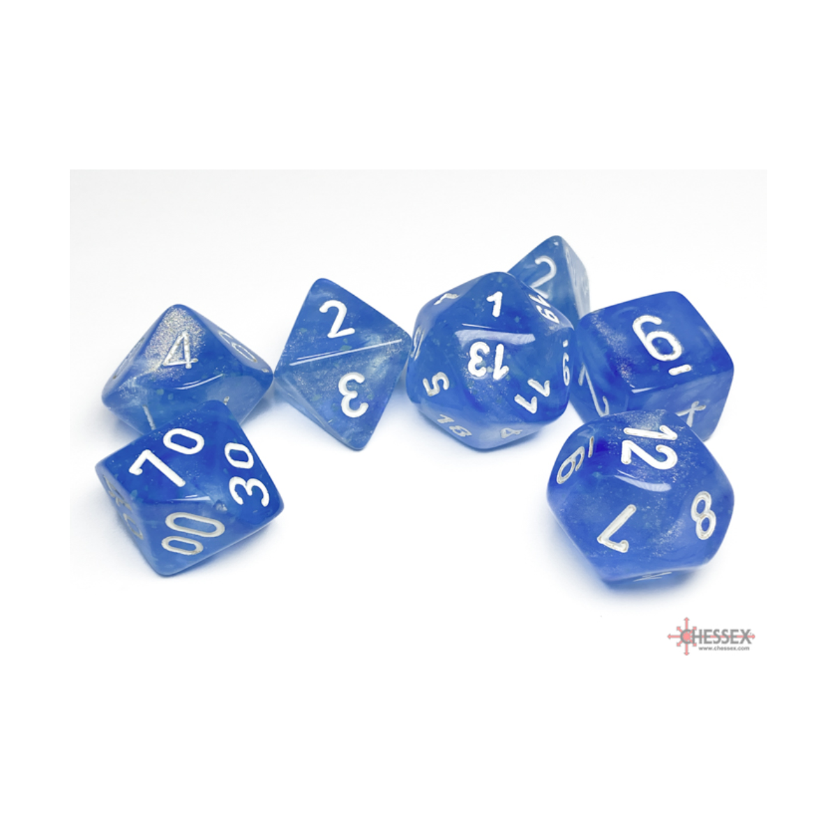 Chessex Borealis Sky Blue/White Luminary Polyhedral 7-Dice Set
