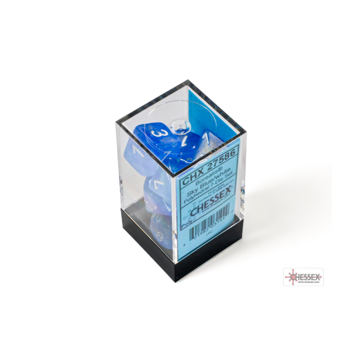 Chessex Borealis Sky Blue/White Luminary Polyhedral 7-Dice Set