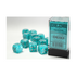 Chessex Cirrus Aqua/Silver 16mm D6 Dice Block (12 Würfel)