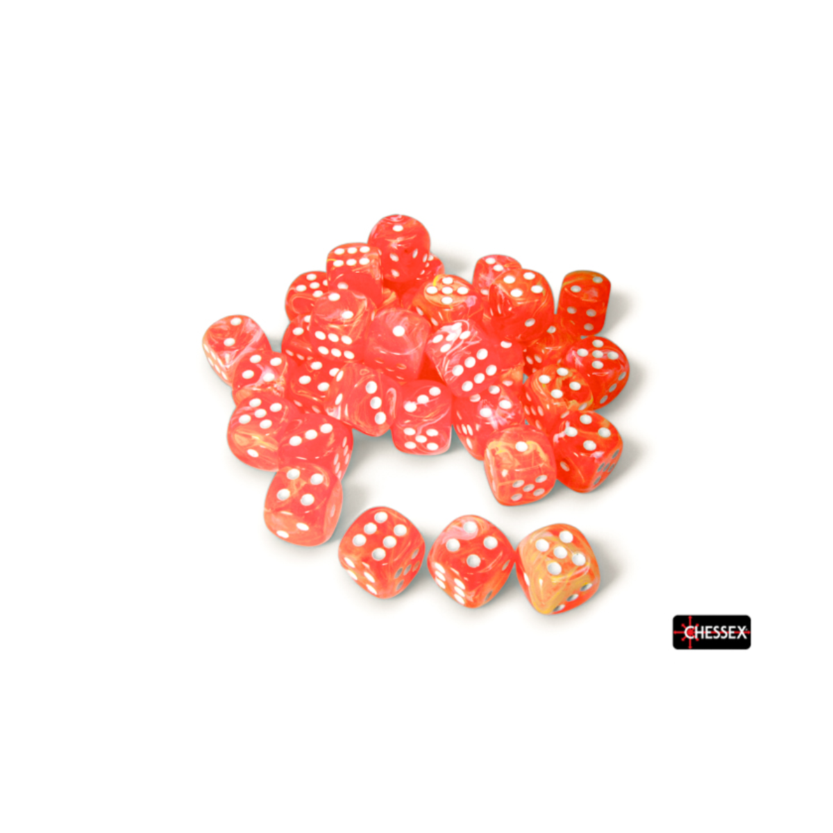 Chessex Festive Dahlia/White 12mm D6 Dice Block (36 Würfel)