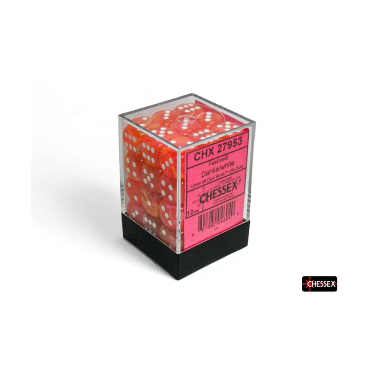 Chessex Festive Dahlia/White 12mm D6 Dice Block (36 Würfel)