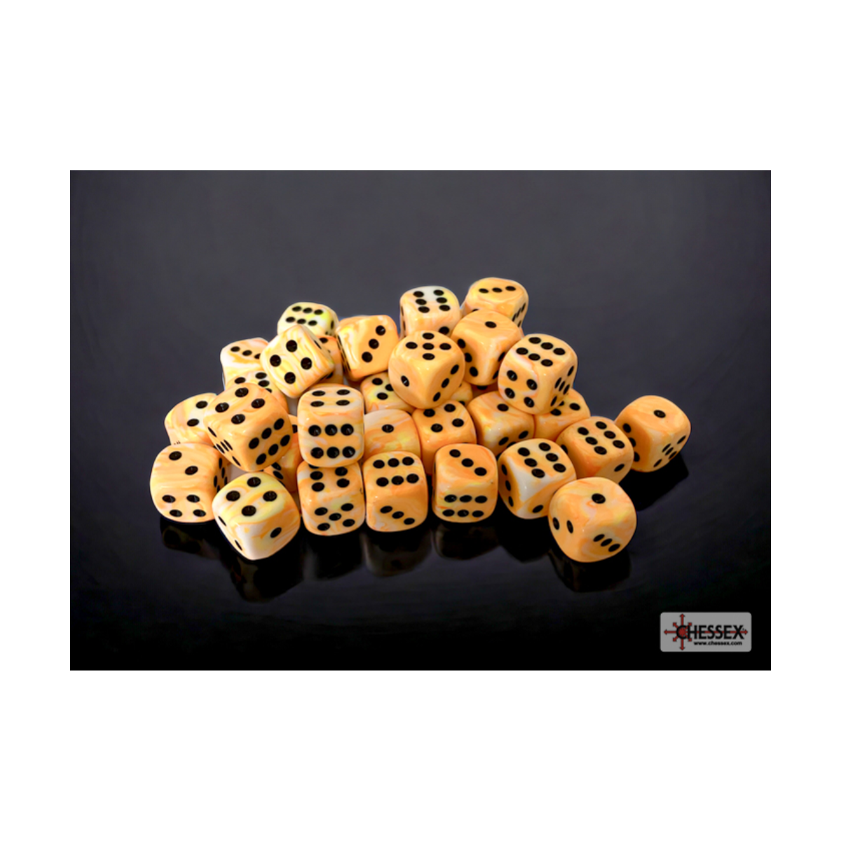 Chessex Festive Sunburst/Black 12mm D6 Dice Block (36 Würfel)
