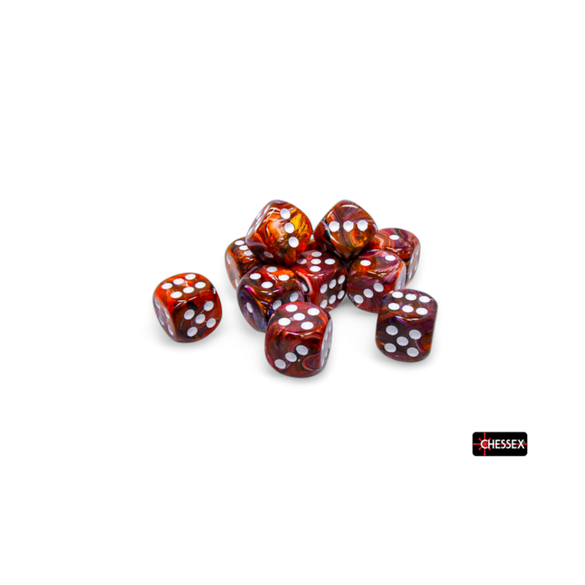 Chessex Festive Symphony/White 16mm D6 Dice Block (12 Würfel)