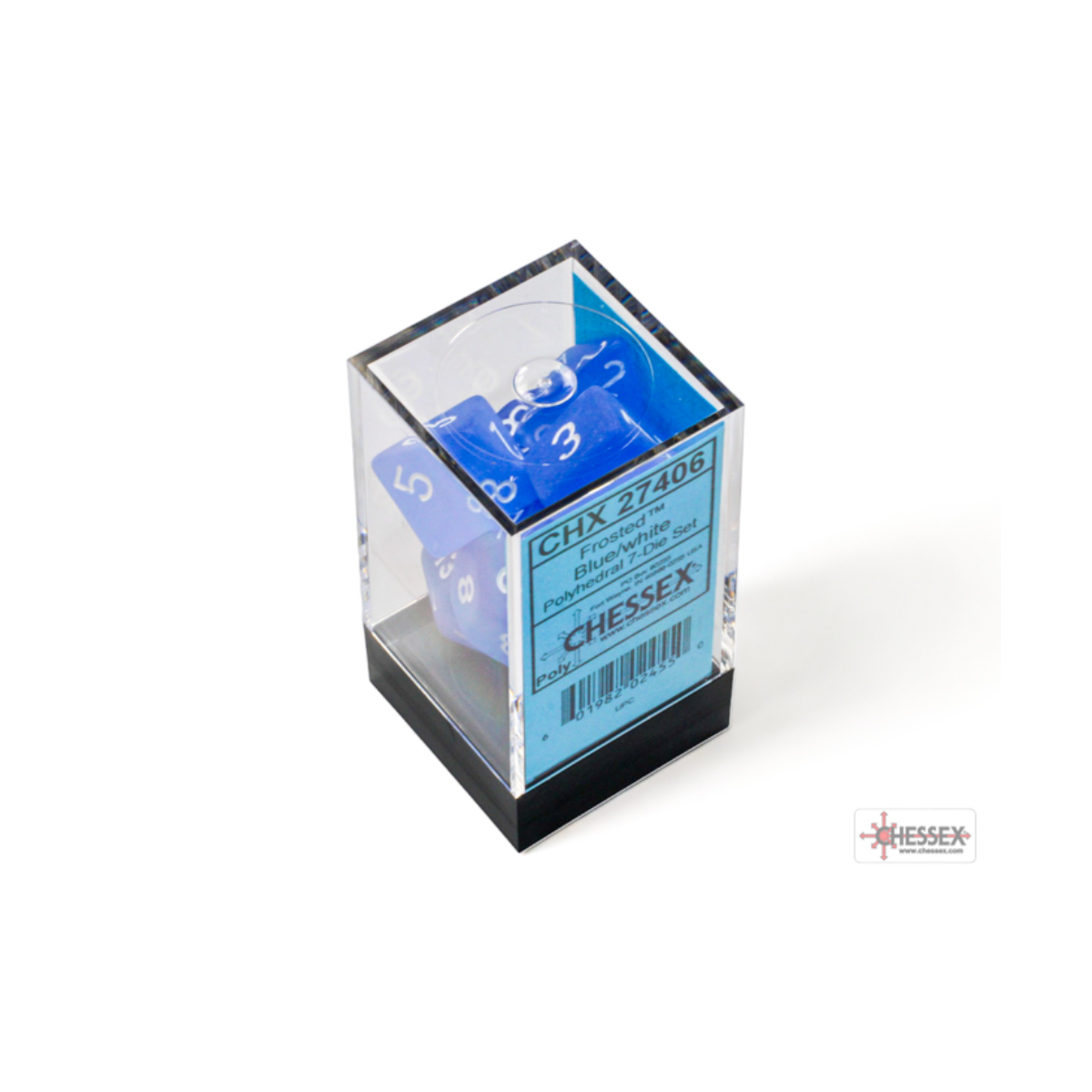 Chessex Frosted Blue/White Polyhedral 7-Dice Set