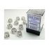 Chessex Frosted Clear/Black 12mm D6 Dice Block (36 Würfel)