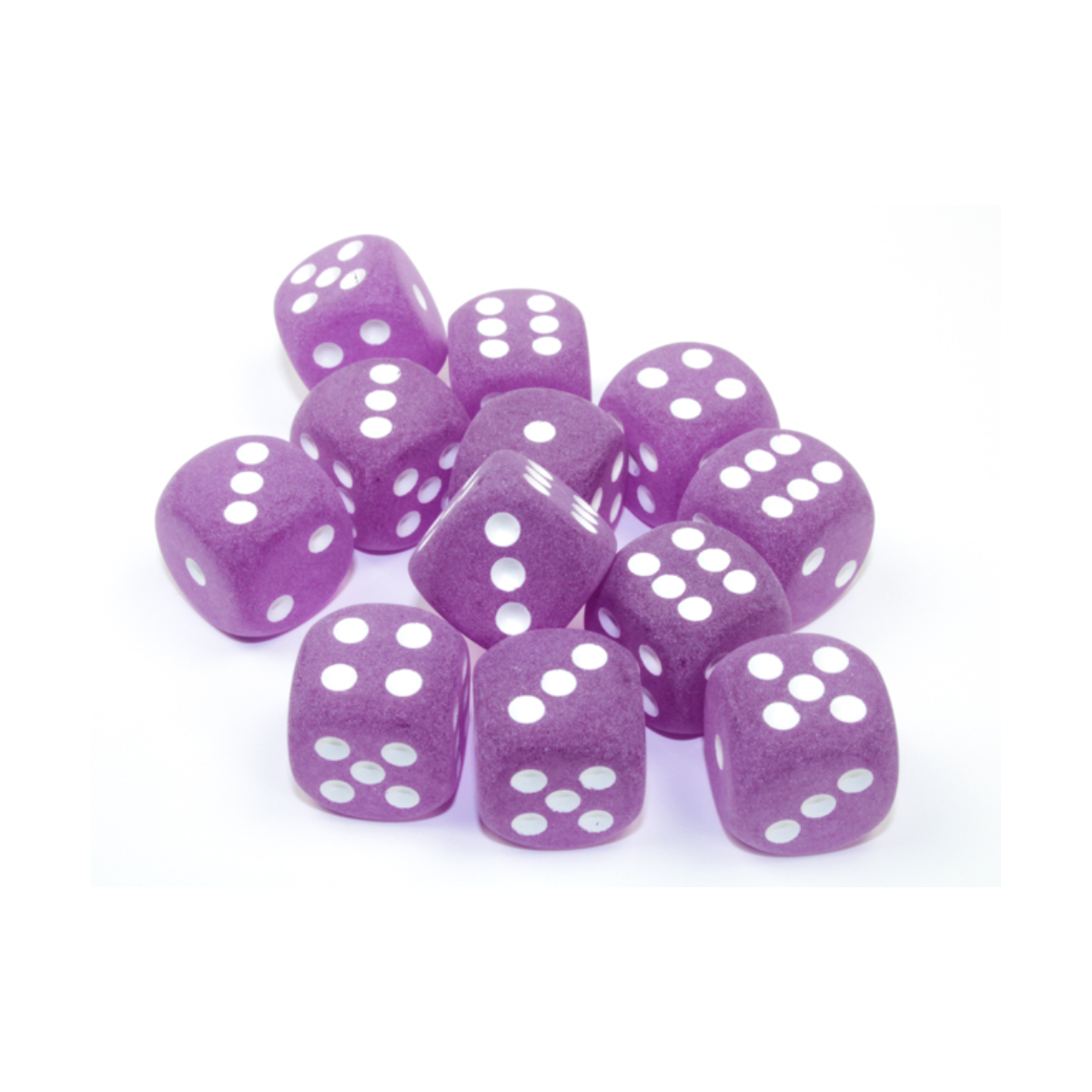 Chessex Frosted Purple/White 16mm D6 Dice Block (12 Würfel)