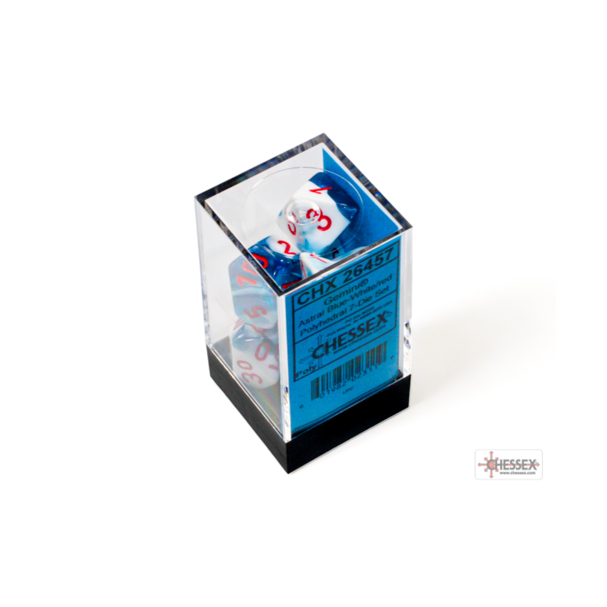 Chessex Gemini Astral Blue-White/Red Polyhedral 7-Dice Set