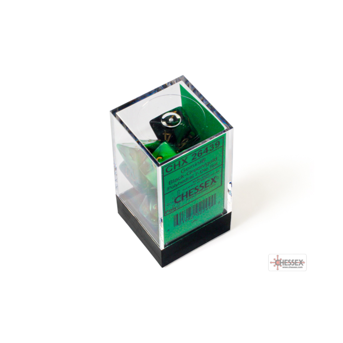 Chessex Gemini Black-Green/Gold Polyhedral 7-Dice Set