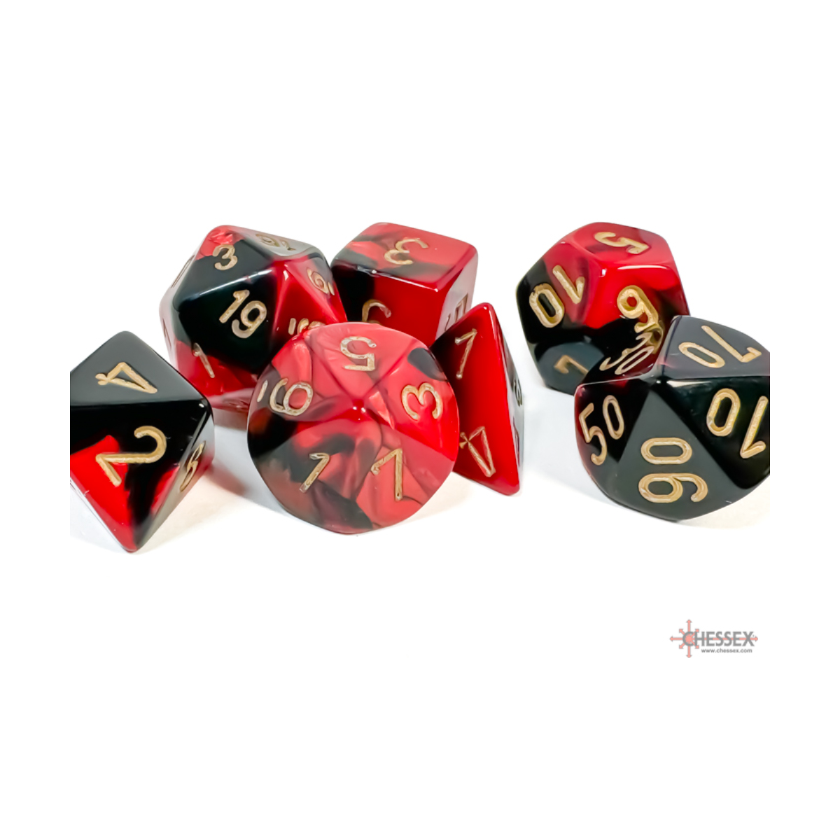 Chessex Gemini Black-Red/Gold Polyhedral 7-Dice Set