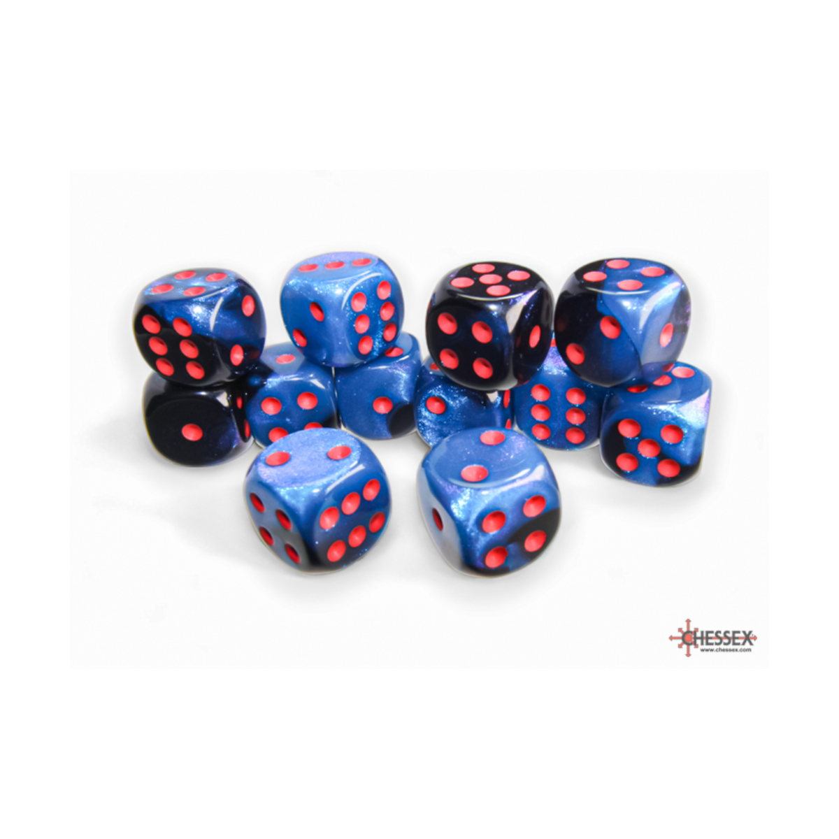 Chessex Gemini Black-Starlight/Red 16mm D6 Dice Block (12 Würfel)