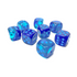 Chessex Gemini Blue-Blue/Light Blue Luminary 12mm D6 Dice Block (36 Würfel)