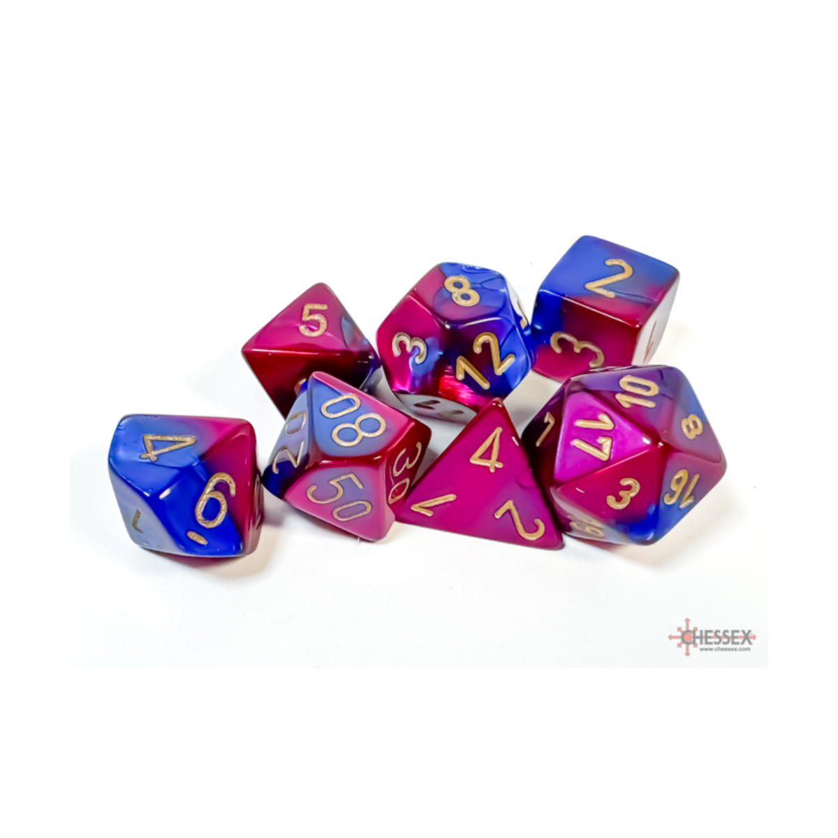 Chessex Gemini Blue-Purple/Gold Polyhedral 7-Dice Set
