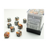 Chessex Gemini Copper-Steel/White 12mm D6 Dice Block (36 Würfel)