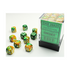 Chessex Gemini Gold-Green/White 12mm D6 Dice Block (36 Würfel)