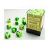 Chessex Gemini Green-Yellow/Silver 12mm D6 Dice Block (36 Würfel)