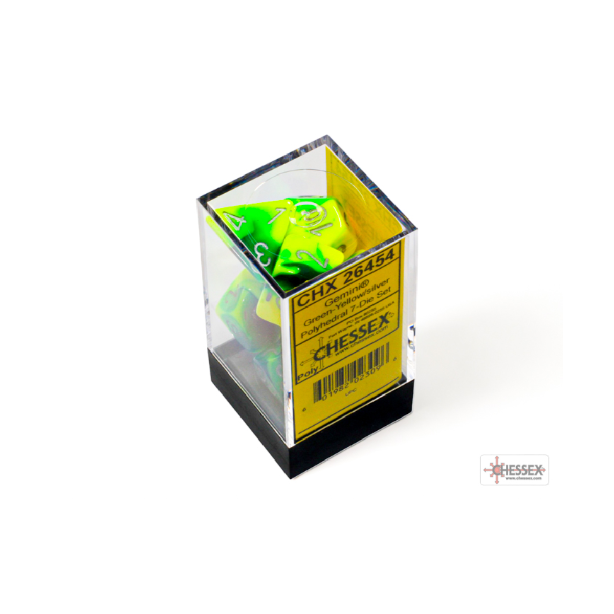 Chessex Gemini Green-Yellow/Silver Polyhedral 7-Dice Set