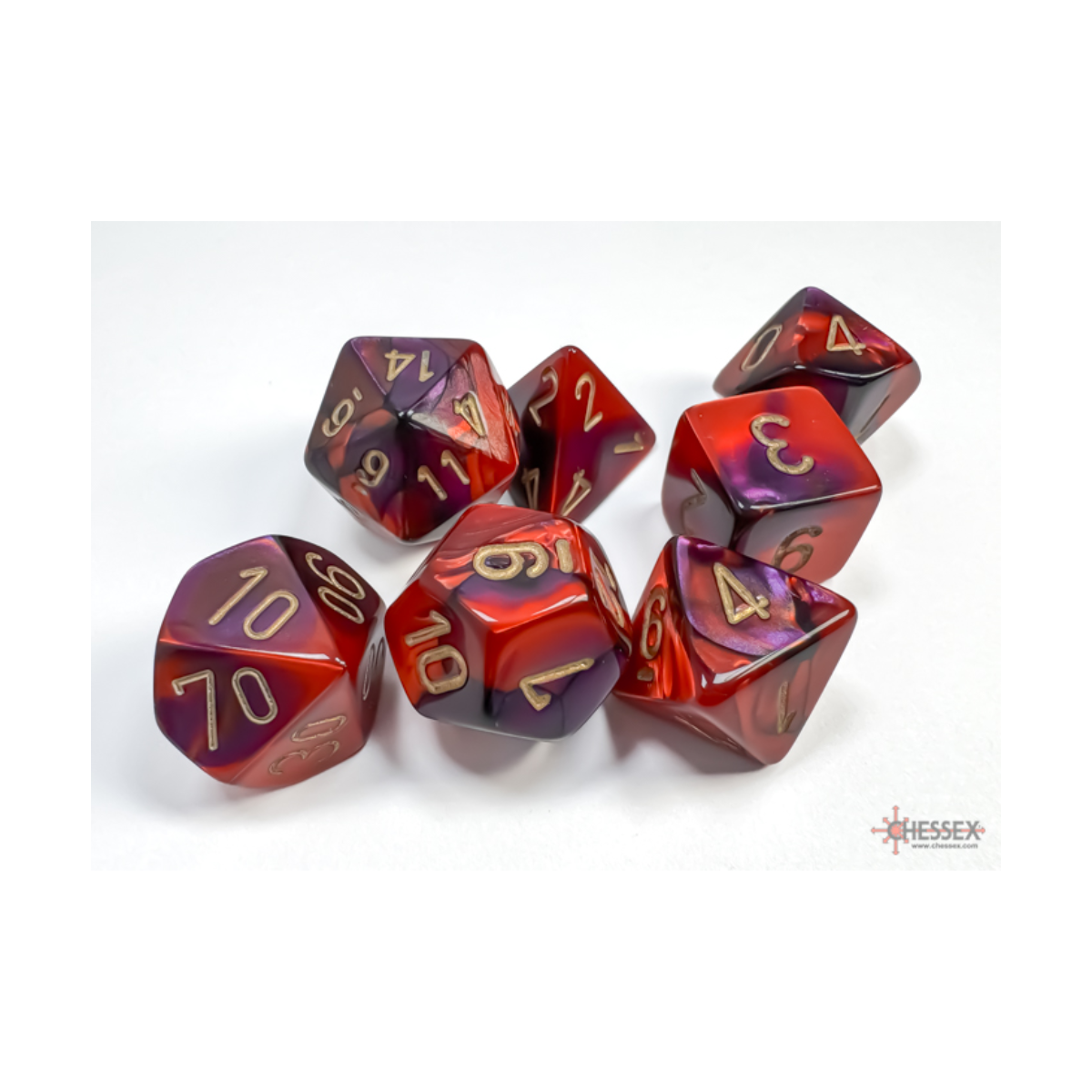 Chessex Gemini Purple-Red/Gold Polyhedral 7-Dice Set
