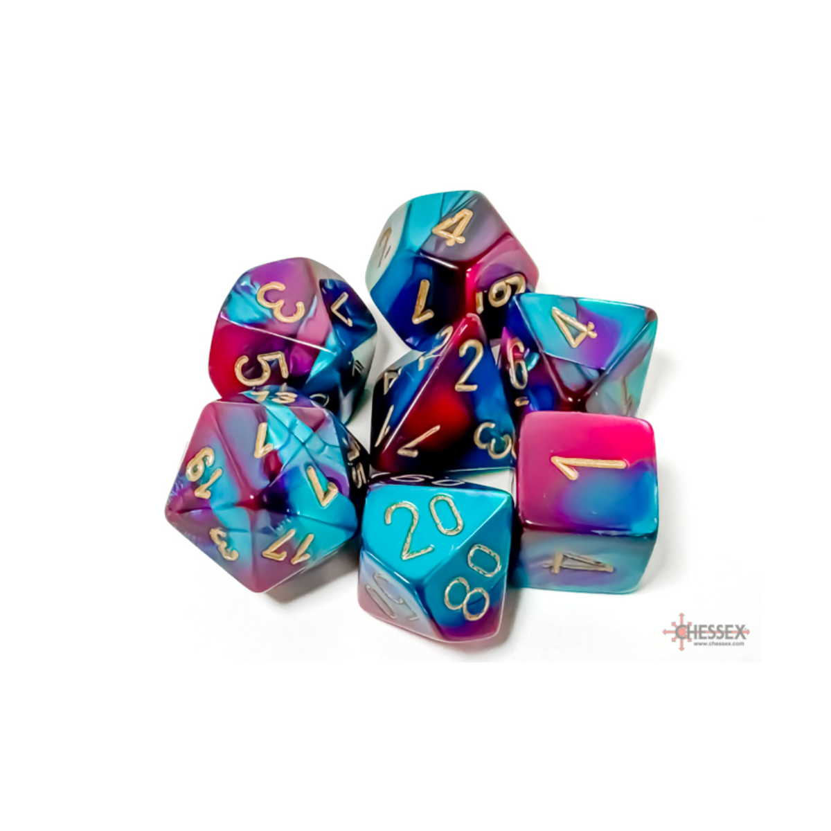Chessex Gemini Purple-Teal/Gold Polyhedral 7-Dice Set