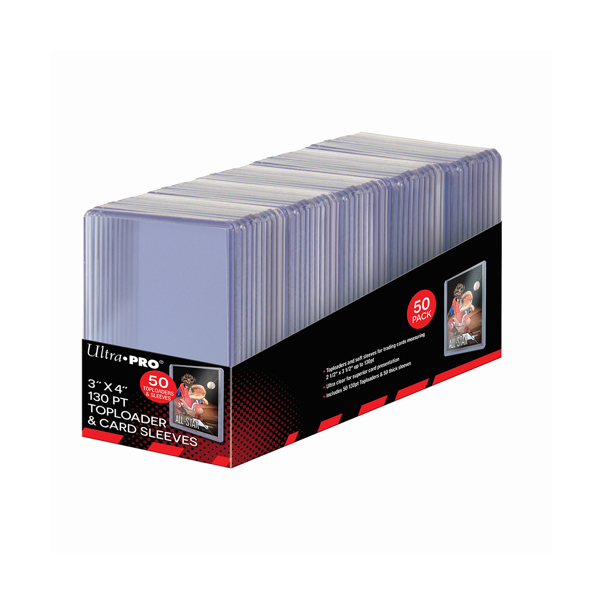 Ultra PRO 3" X 4" Super Thick 130PT Toploader with Thick Penny Sleeves 50ct