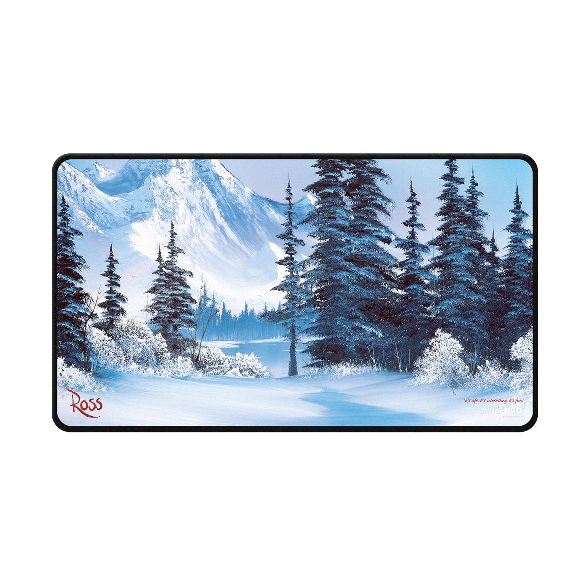 Ultra PRO Bob Ross - Winter Paradise Black Stitched Playmat for Tabletop Gaming