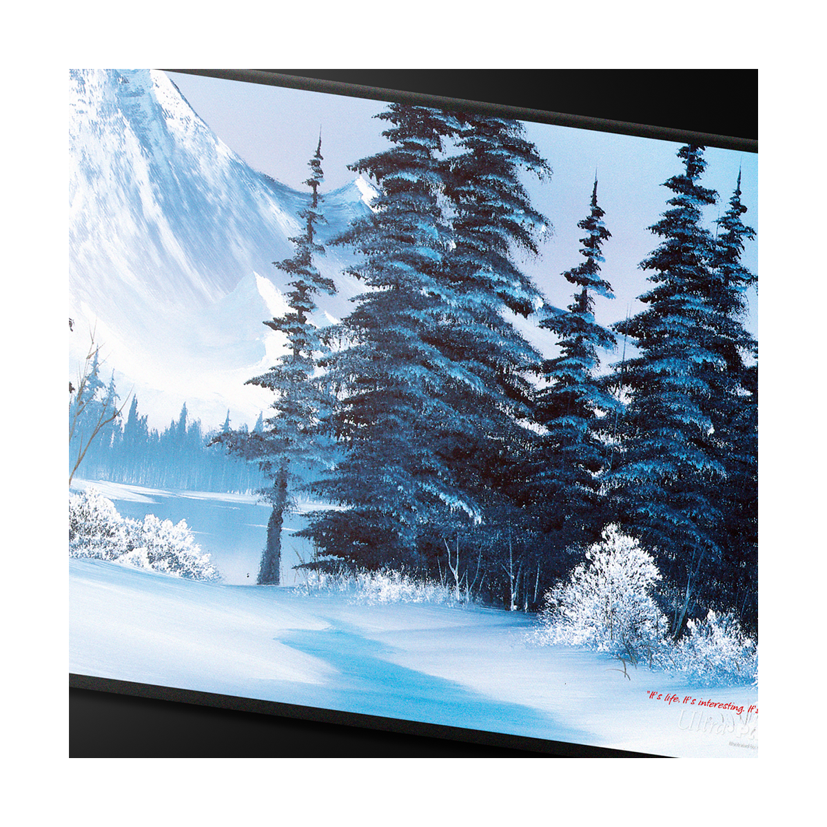 Ultra PRO Bob Ross - Winter Paradise Black Stitched Playmat for Tabletop Gaming
