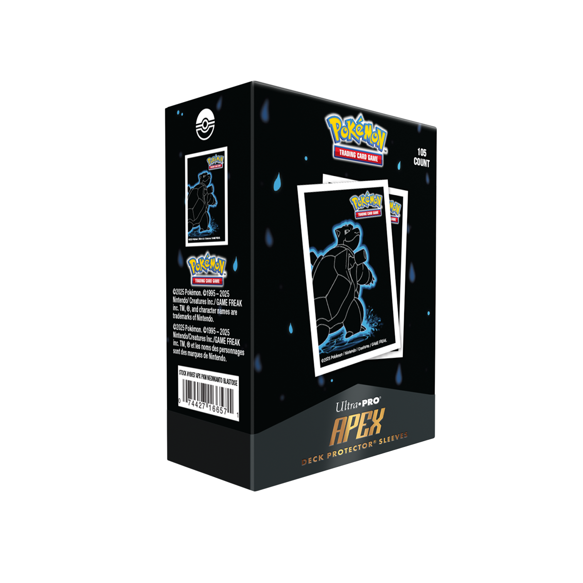 Ultra PRO Neon Kanto 105ct APEX™ Deck Protector Sleeves Blastoise for Pokémon
